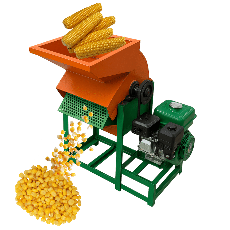 Maize thresher machine separating corn grains efficiently on a farm