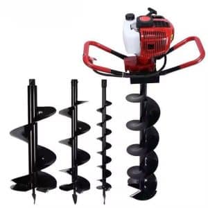 52cc petrol earth auger drilling machine with 3 interchangeable bits